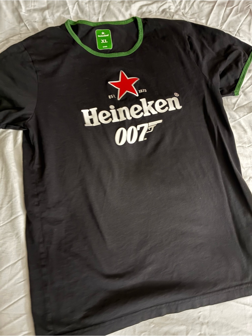 Heineken 007 James Bond Vintage Black T-Shirt Adult XL